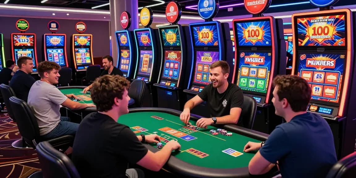 Exciting gaming atmosphere at credit card casinos for UK players with players engaging in live games and slots.