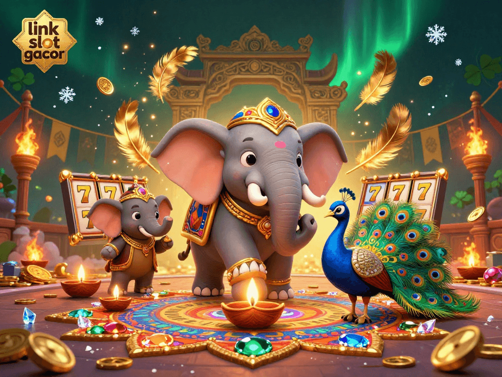 Experience the thrill of winning with link slot gacor in this vibrant 3D casino scene