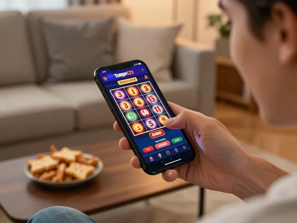 Experience excitement with Tempo123 mobile slot gaming in a cozy home setting.