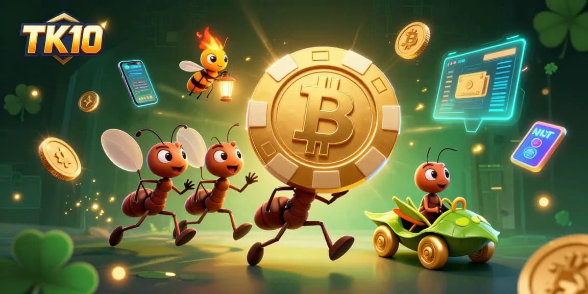 Bet big with TK10's vibrant online gambling scene featuring ants, crypto coins, and more.