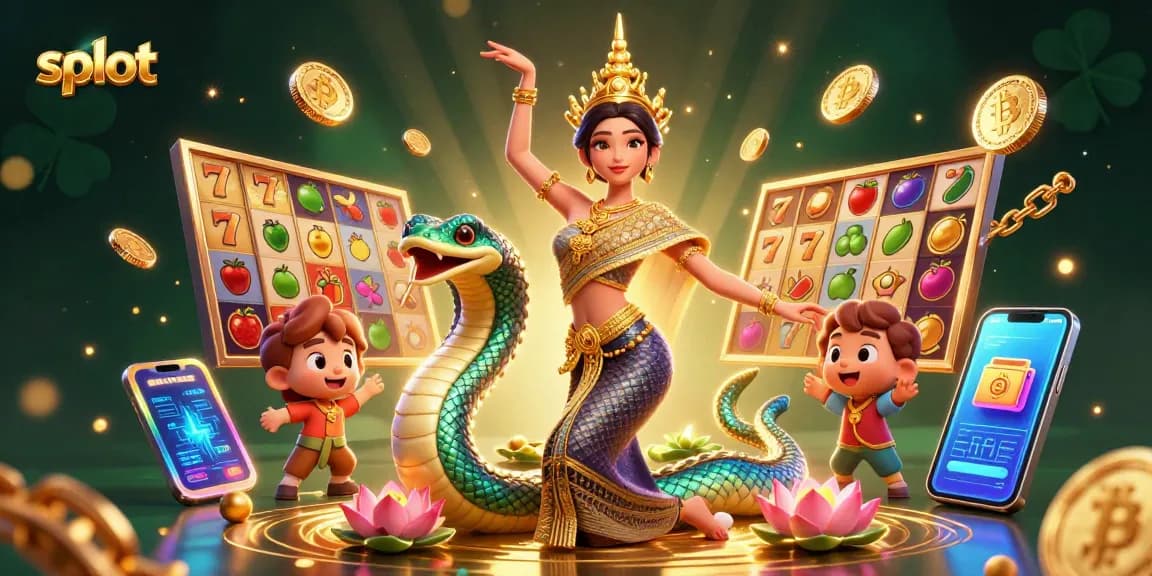 Spin exciting slot games with a beautiful Asian woman in traditional costume and a rainbow-scaled Naga serpent.
