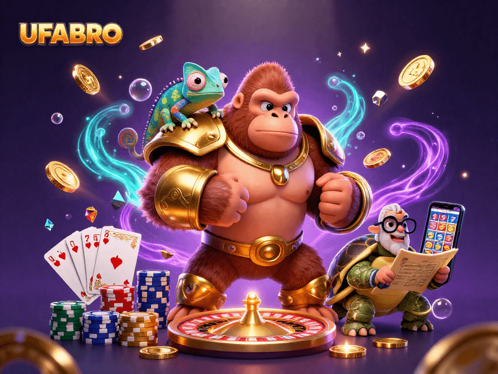 UFABRO showcases thrilling moments of gambling with vibrant characters and casino elements.