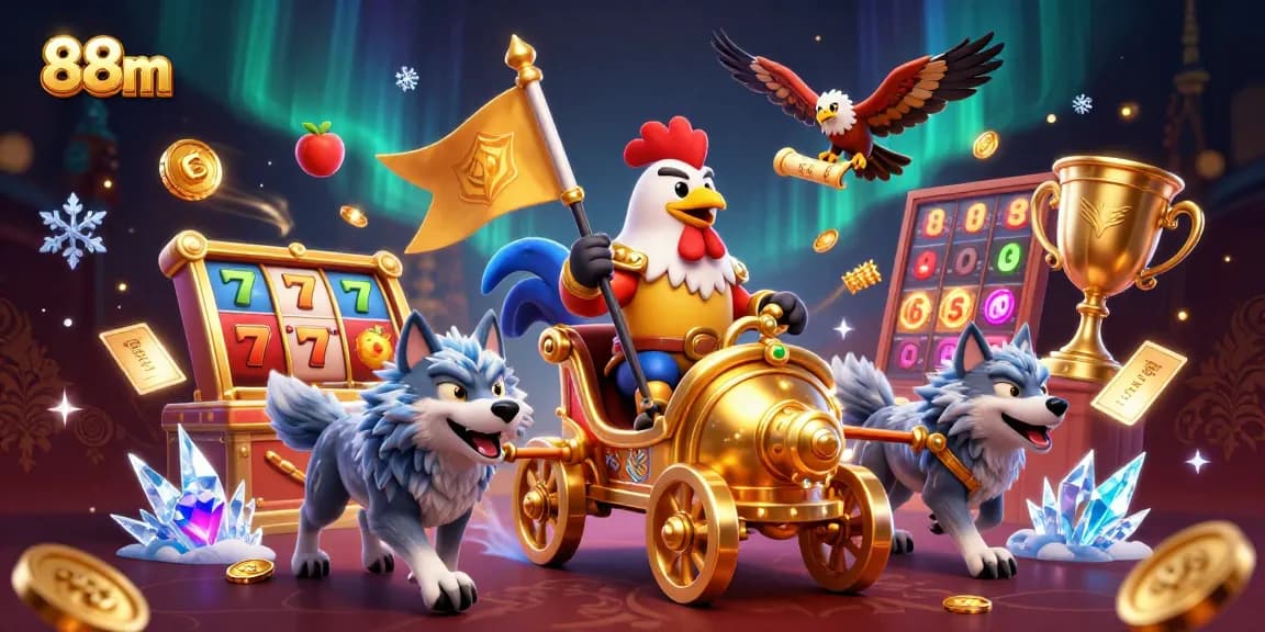 Engage in thrilling 88m casino adventures with a vibrant scene of a rooster warlord.