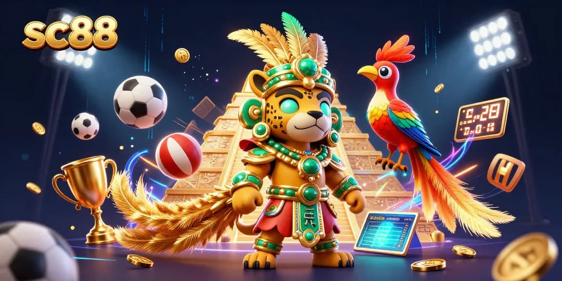 Engage with sc88 sports betting in a vibrant Mayan-themed illustration