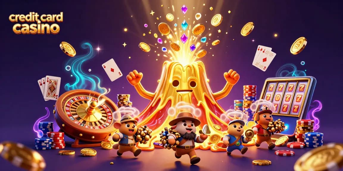 Experience the thrill of a credit card casino with a vibrant scene of treasure and excitement.