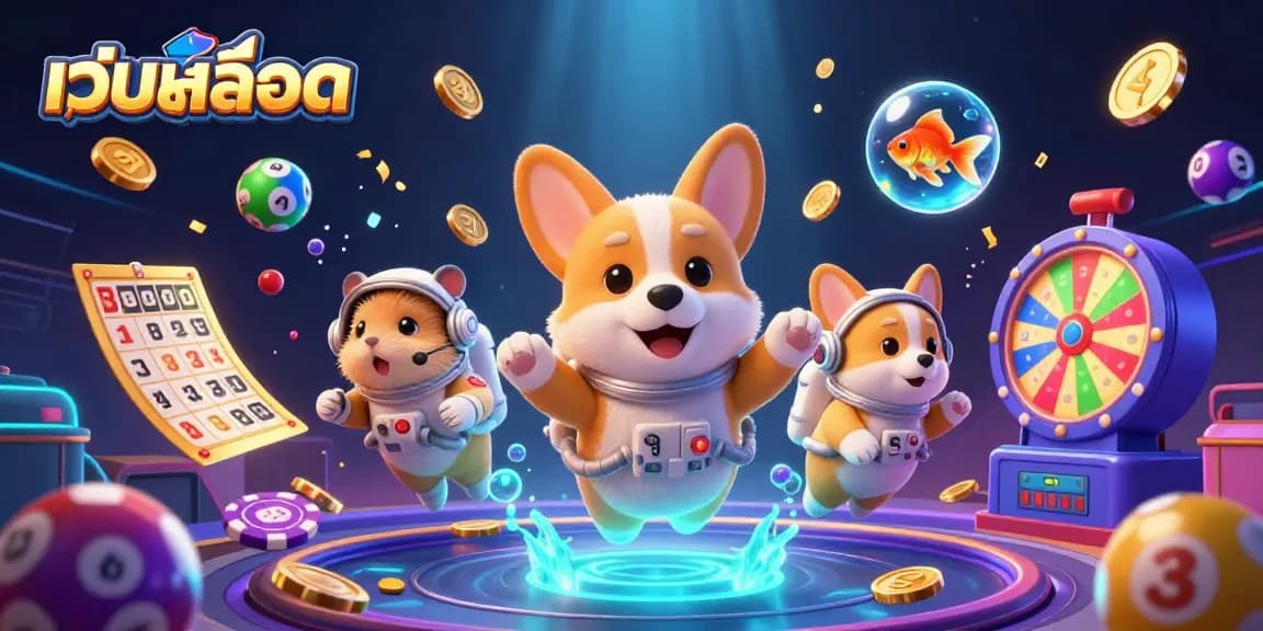 Experience เว็บสล็อต fun with a vibrant 3D illustration featuring games and animated action in a casino
