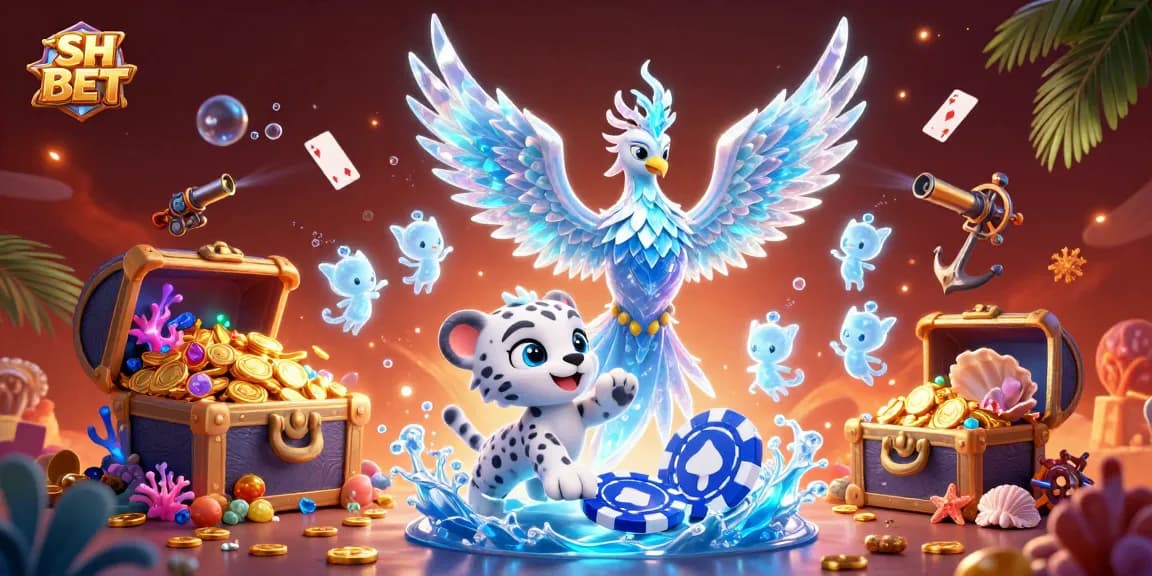 Engage in thrilling SH BET experiences with a vibrant 3D casino illustration featuring characters winning big.