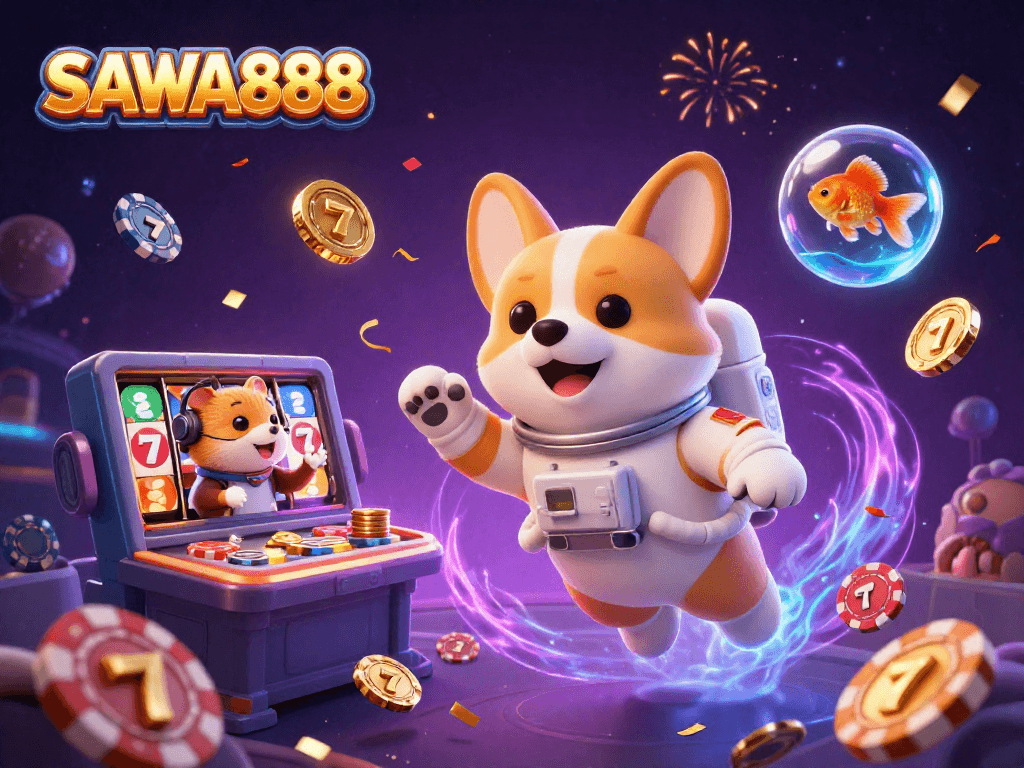 Experience thrilling gameplay with SAWA888 showcasing a vibrant casino scene filled with essential gaming elements.