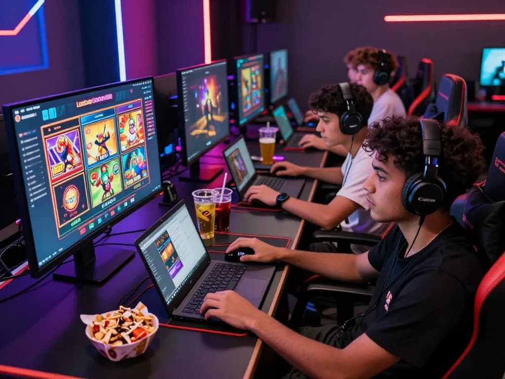 Pemain menikmati slot online laoban188 dalam pengaturan permainan yang hidup