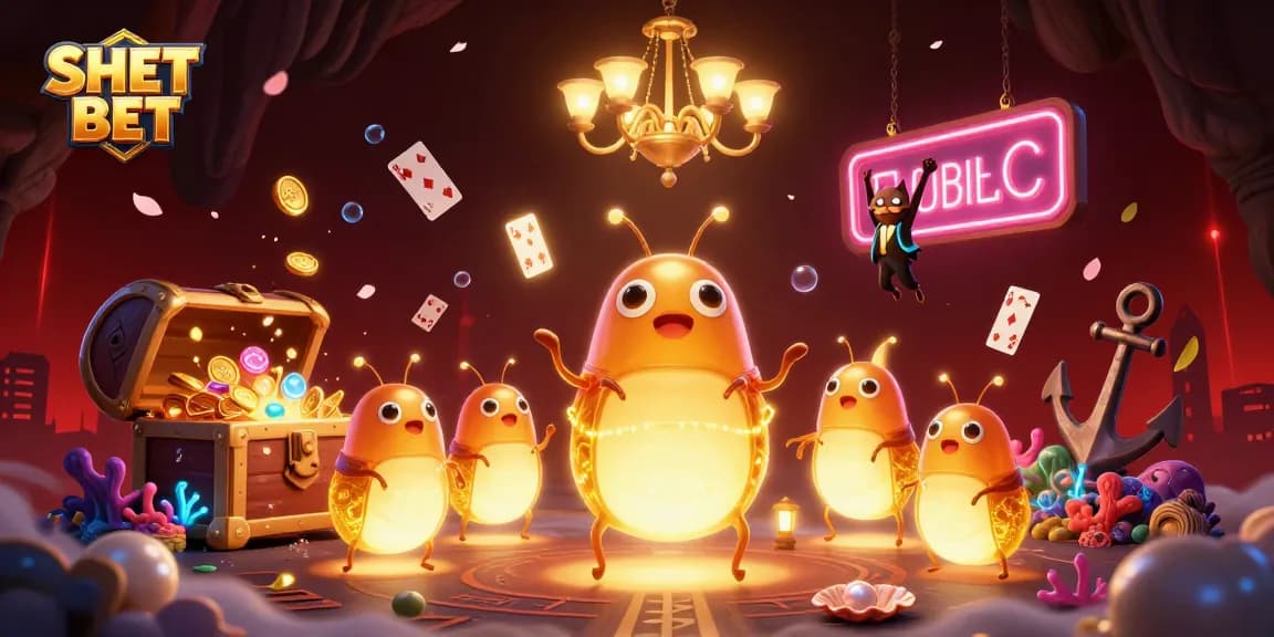 Engage in thrilling gameplay at SH BET with vibrant casino scene illuminated by glowworms.