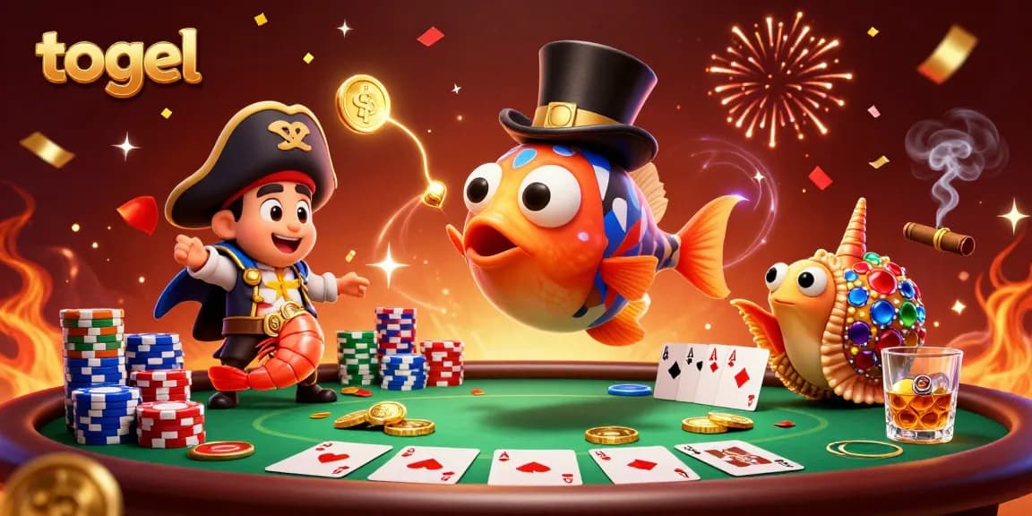 Play togel with excitement in this vibrant 3D casino scene filled with coins and cards.