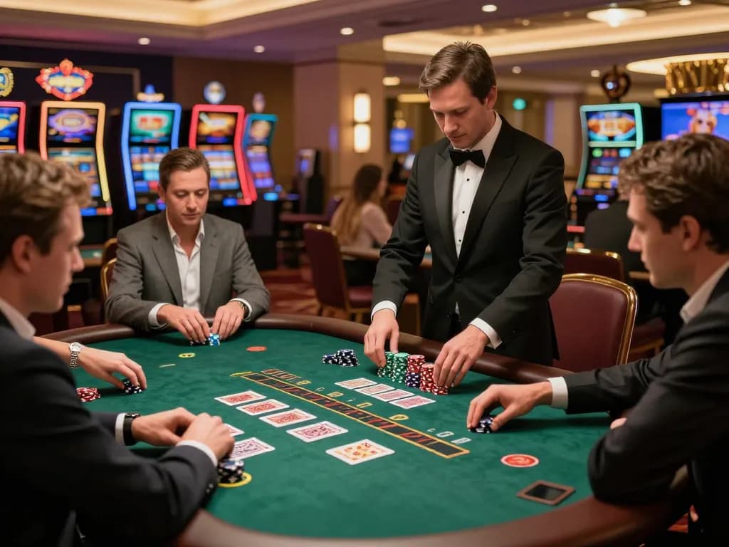 Experience the thrill of gem88 win at a high-stakes blackjack table in an upscale casino.