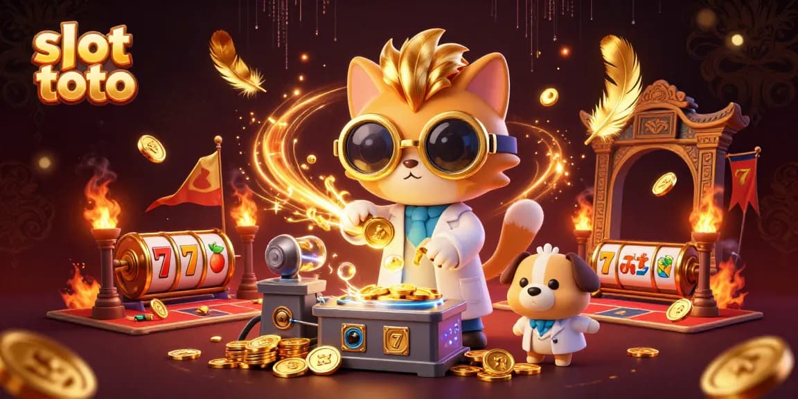 Experience the thrill of slot toto with dynamic golden scenes and vibrant casino elements.