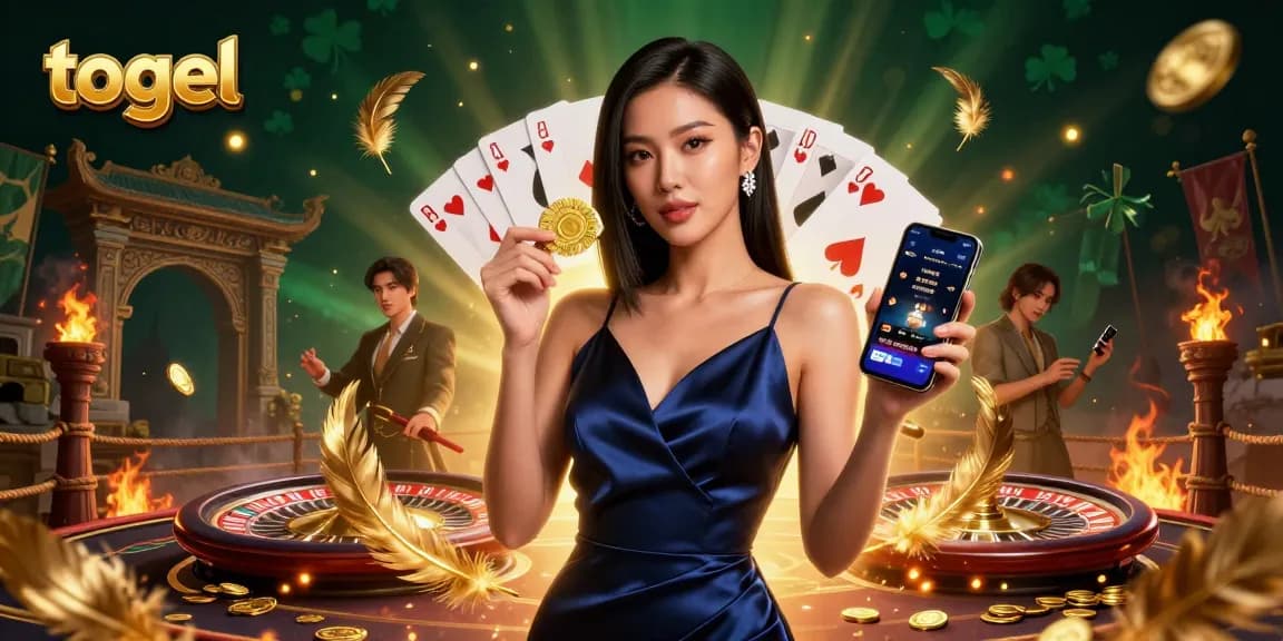 Engage in exciting togel experiences with a confident woman showcasing a casino app.