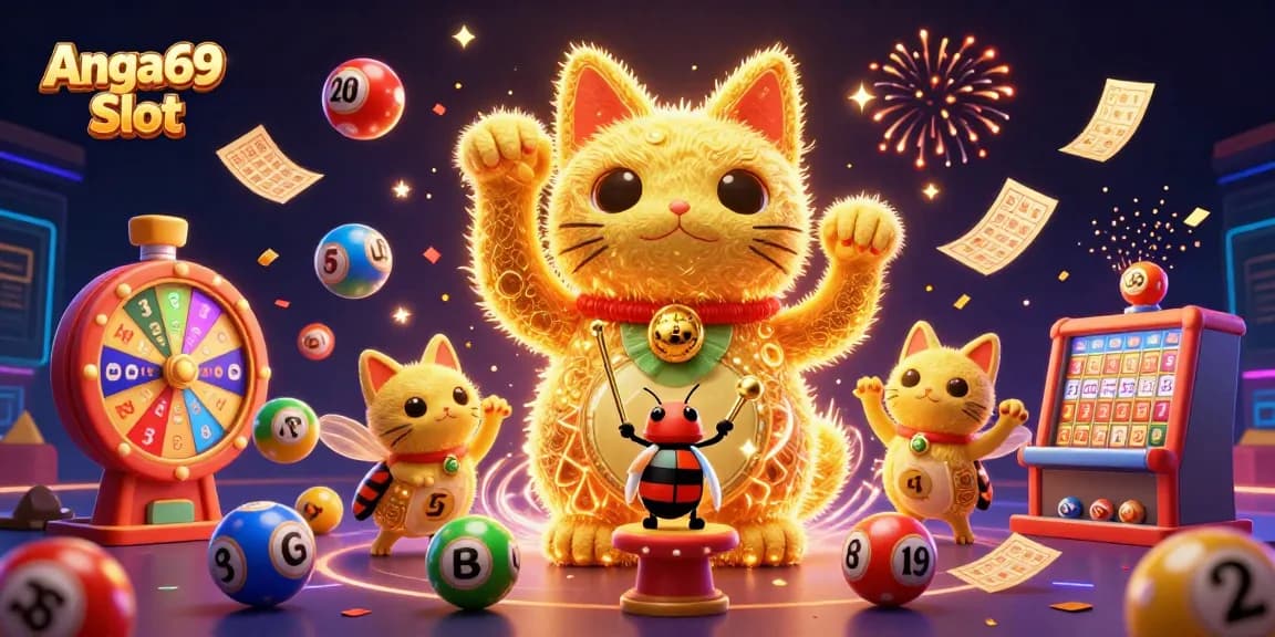 Experience Angka69 Slot with thrilling colorful elements and festive gambling symbols, designed for an engaging Casino adventure.