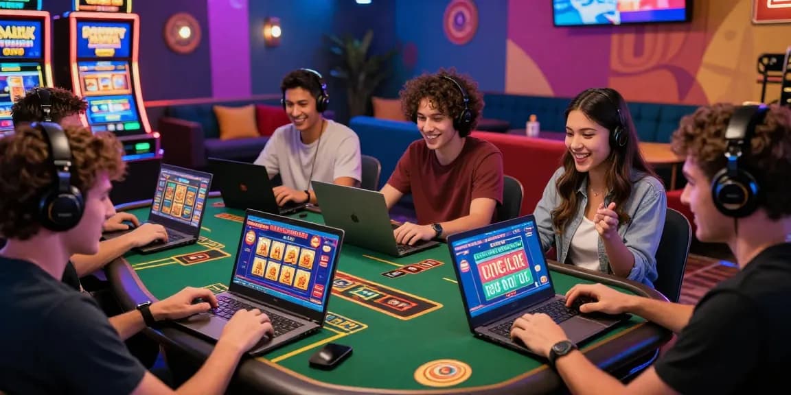 Players enjoying dynamic gameplay at credit card casinos, showcasing vibrant digital interfaces and exciting promotions.