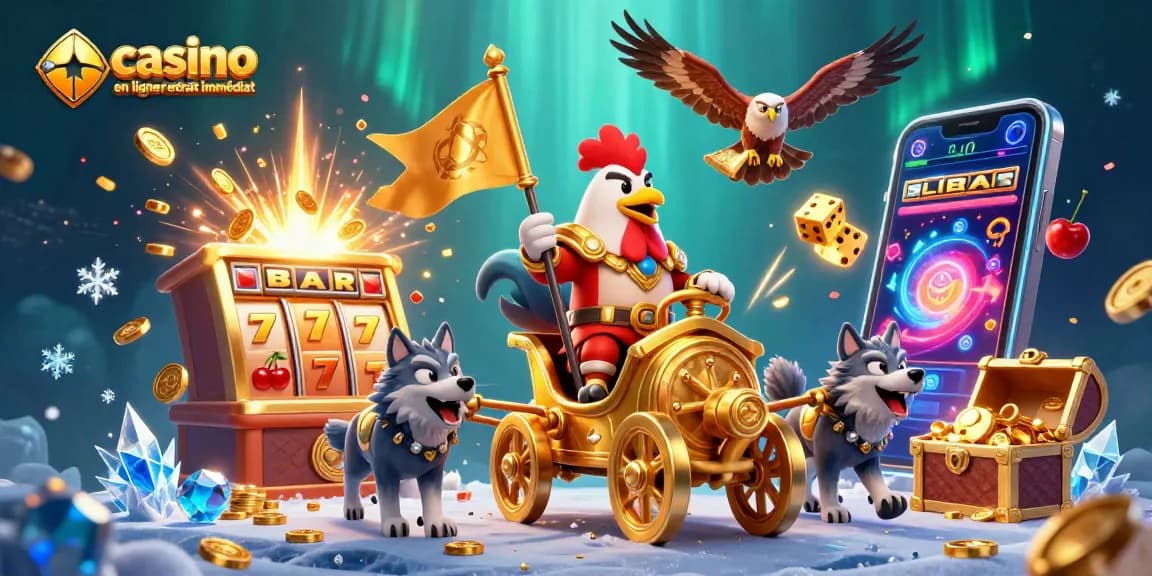 Découvrez l'excitation du casino en ligne retrait immédiat avec une image épique d'un seigneur de guerre coq menant la charge.