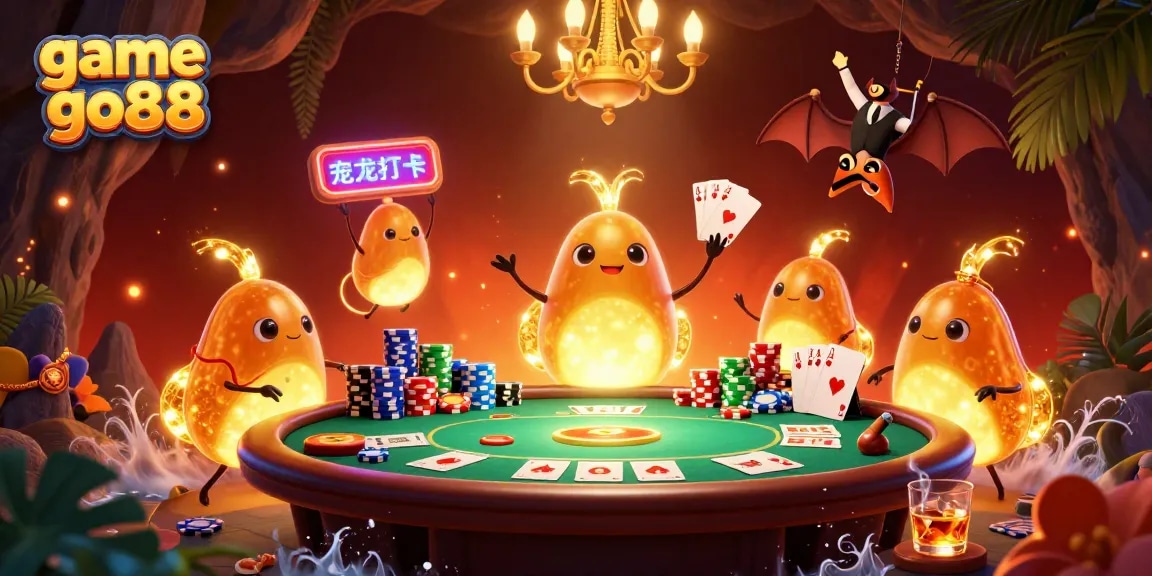 Experience the thrill of game go88 with vibrant glowworms lighting up a dynamic cave casino scene.
