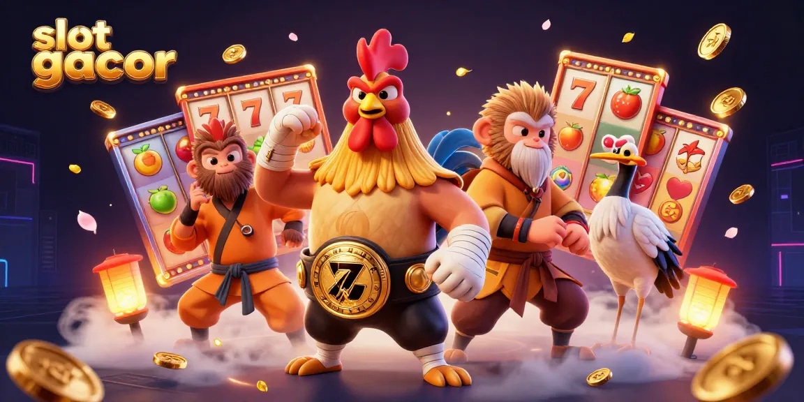 Experience the excitement of slot gacor with vibrant characters and dynamic gaming elements in an immersive casino scene.