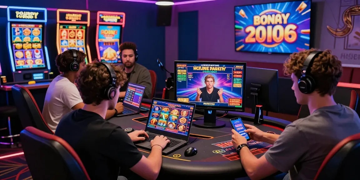 Players engaging with new online casinos in the UK at a vibrant gaming setup, showcasing exciting games and promotions.