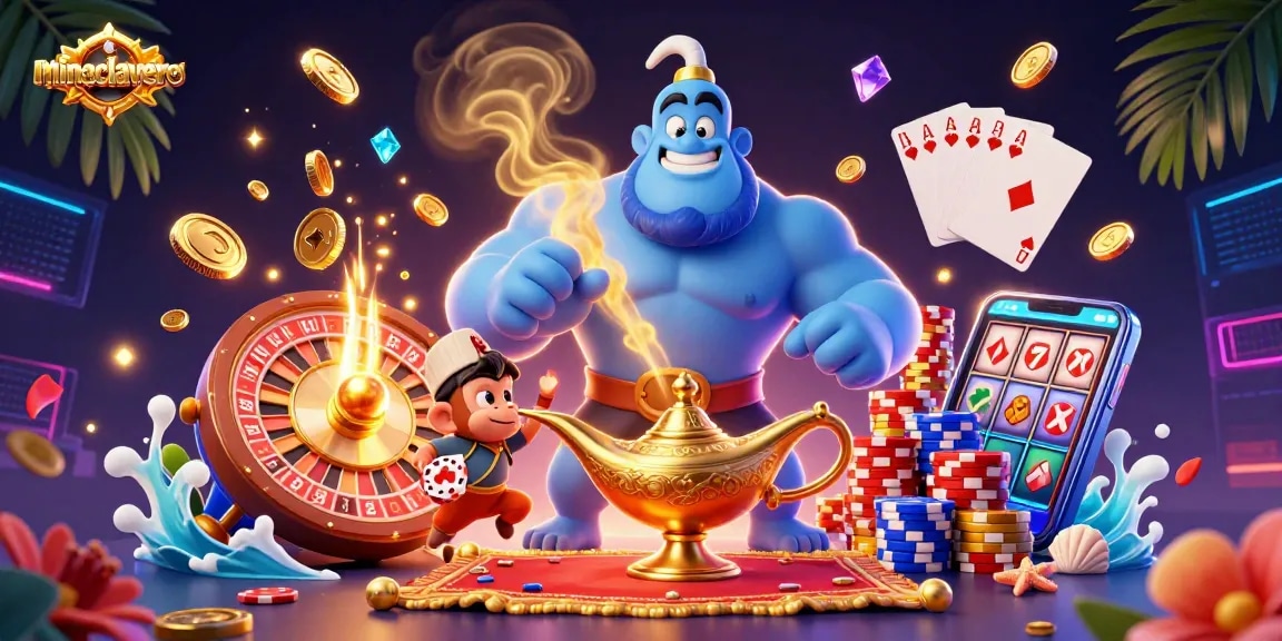 Engage in thrilling gambling activities at minaclavero with vibrant illustrations of poker chips and gaming elements.