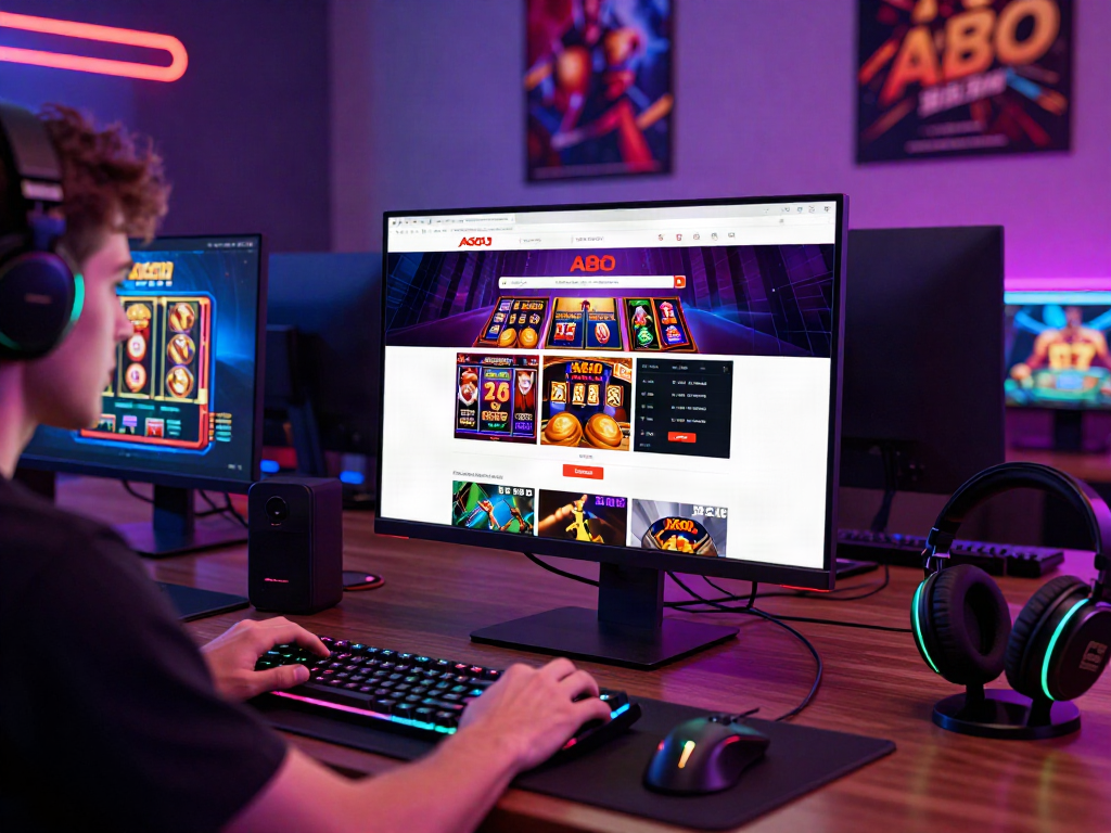 A80 gaming platform interface displayed on a computer with vibrant lighting and accessories.