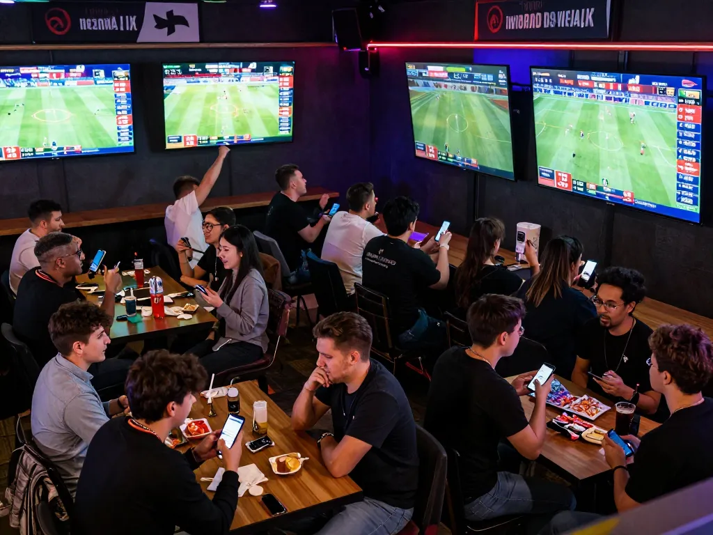 Fans engaging in live sports betting at a vibrant venue, showcasing excitement on goal123.ac