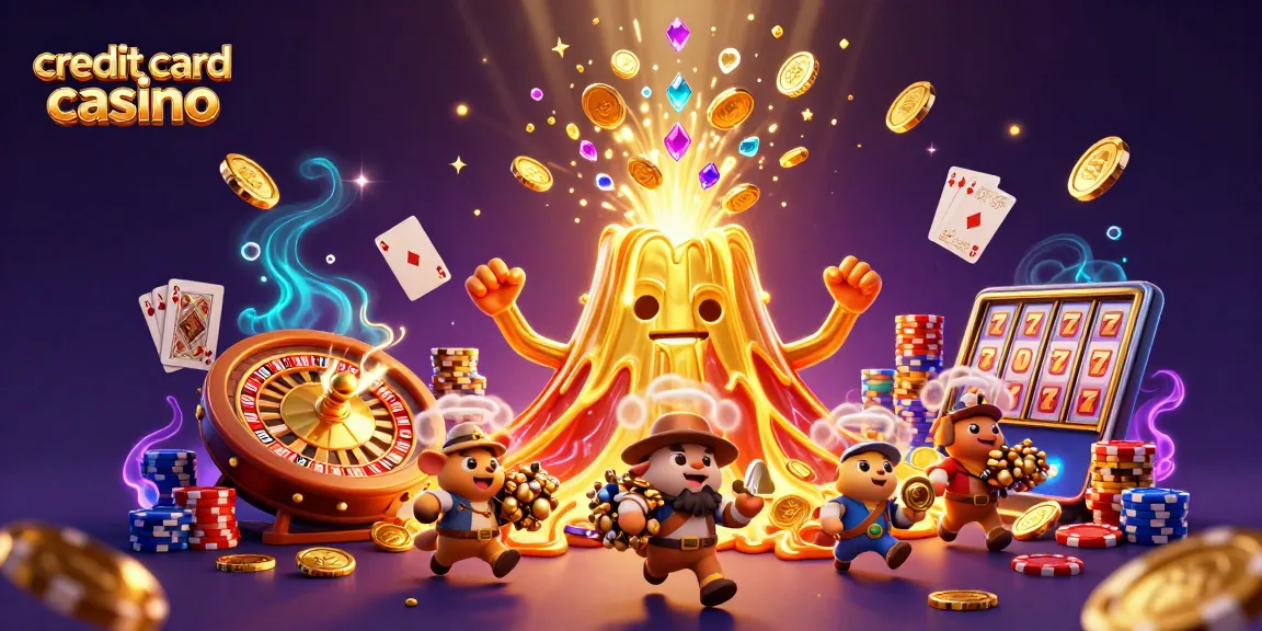 Experience the thrill of a credit card casino with a vibrant scene of treasure and excitement.