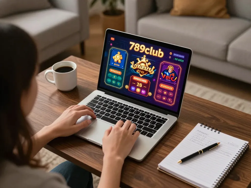 Engaged player enjoying online casino gaming on 789club from a cozy living room.