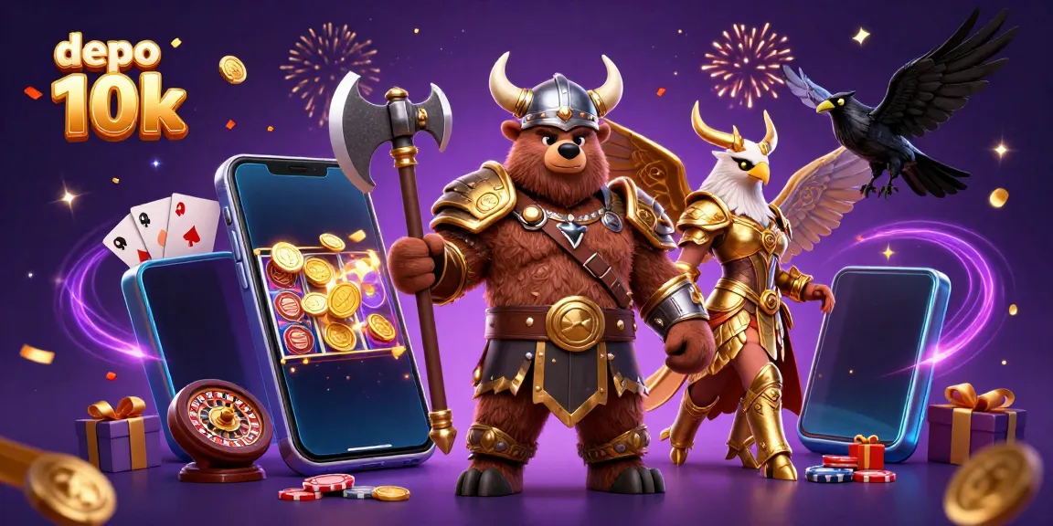 Slot depo 10k dalam permainan yang meriah, menampilkan karakter animasi kartun dan elemen slot yang menarik.