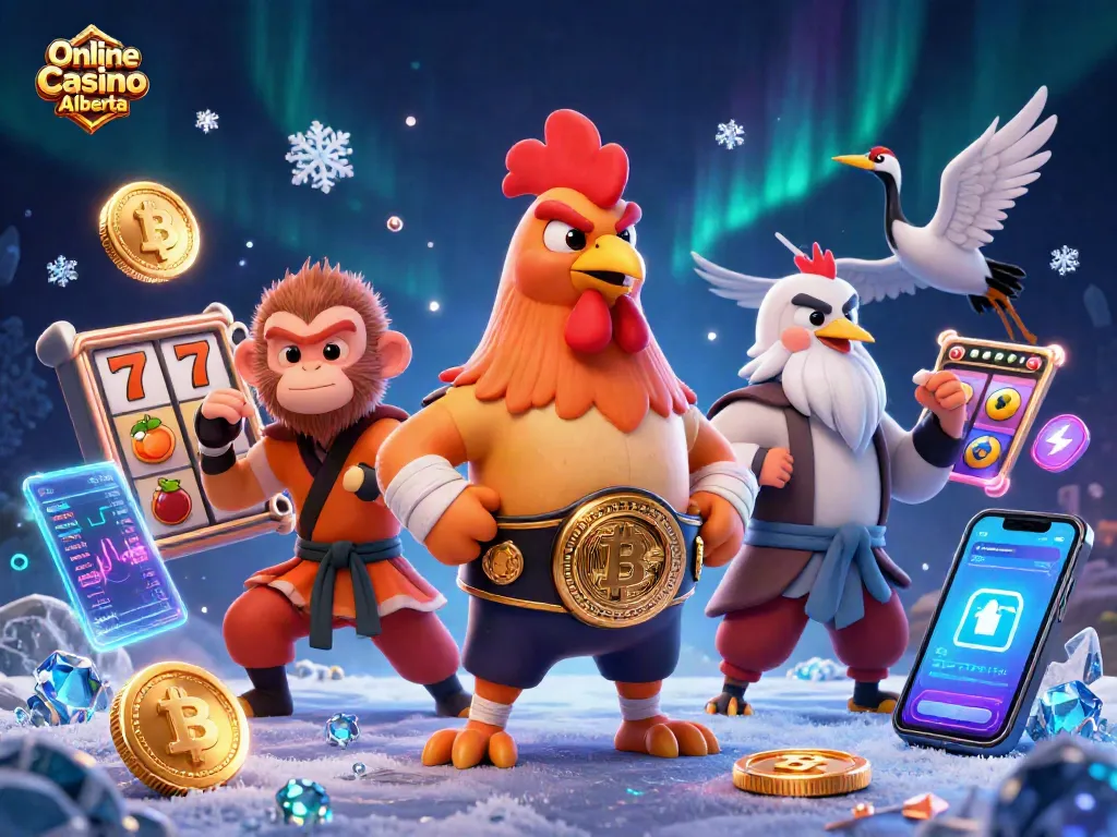 Engage with thrilling gameplay at Online Casino Alberta featuring a dynamic 3D illustration of iconic characters.