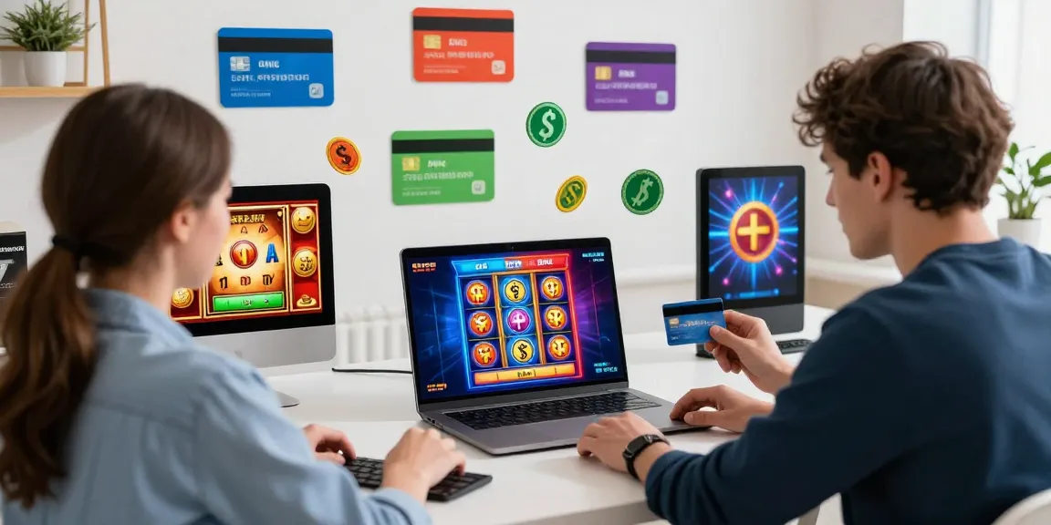 Online gambling experience at https://jumpspace.org.uk featuring vibrant casino games and credit card symbols.