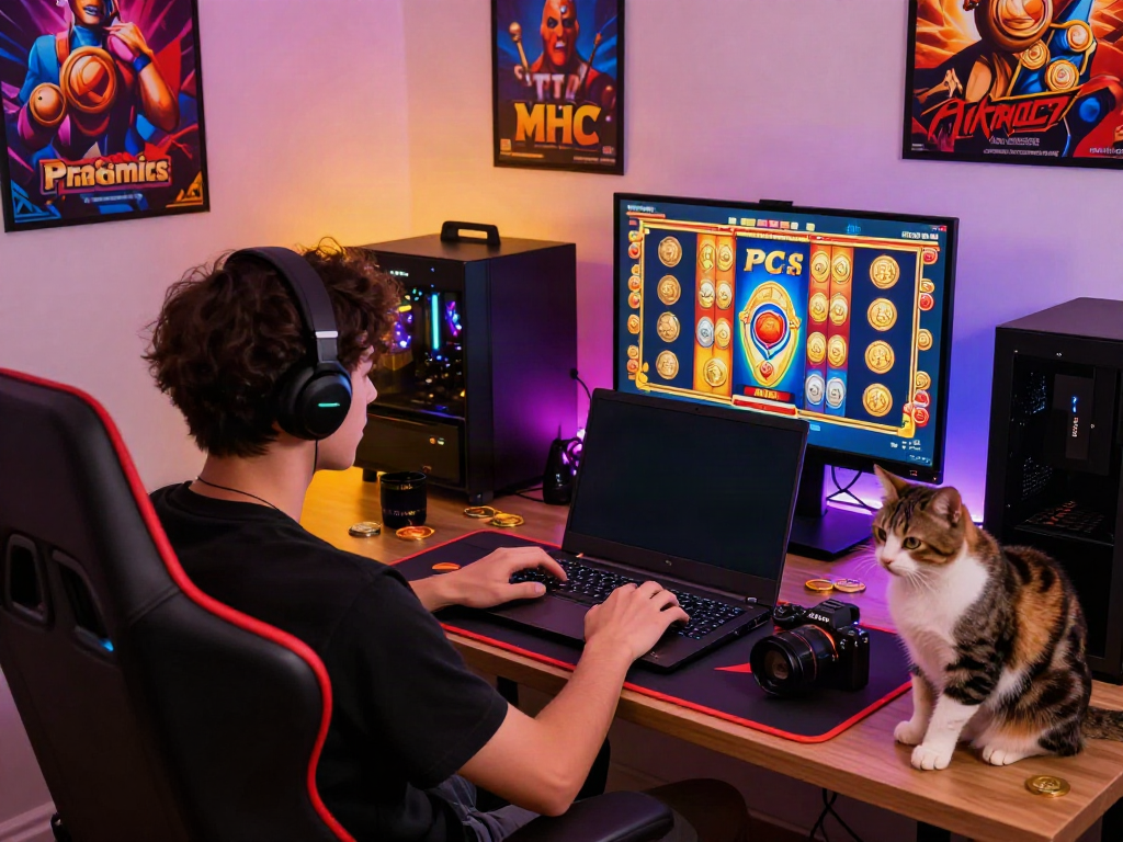 Pengguna judi slot pragmatic gacor online di laptop dengan tampilan permainan yang menarik.