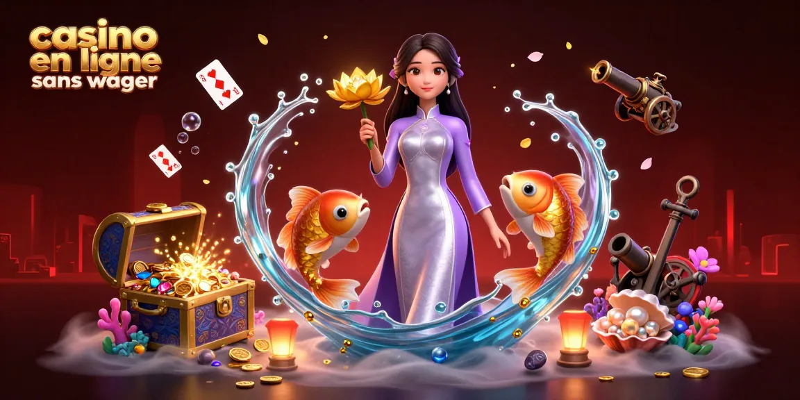 Engaging scene of casino en ligne sans wager with an elegant Asian woman and golden koi fish among gaming treasures.
