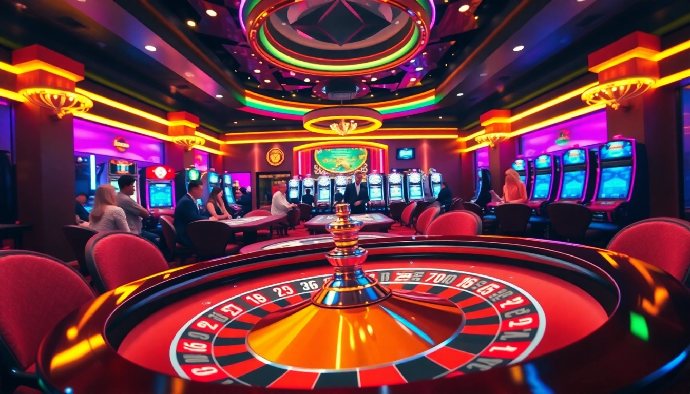 Experience a thrilling gambling atmosphere at mv88 with engaging poker games and vibrant slot machines.
