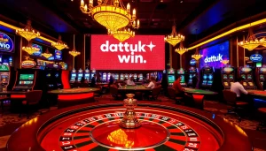 Rasakan sensasi kemenangan Datuk Win di meja roulette dikelilingi oleh para pemain yang bersemangat di kasino mewah.