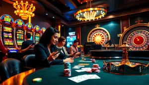 Experience thrilling gameplay on amanahtoto with vibrant slot machines and poker chips.