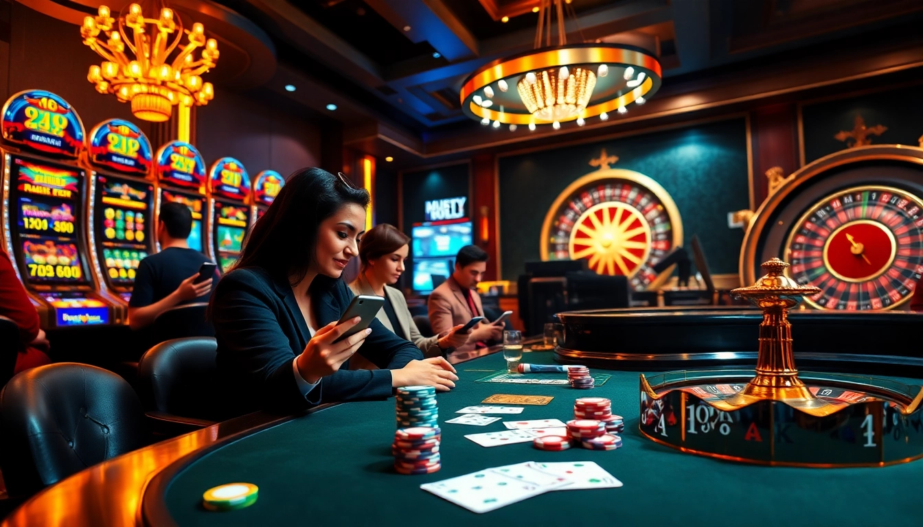 Experience thrilling gameplay on amanahtoto with vibrant slot machines and poker chips.