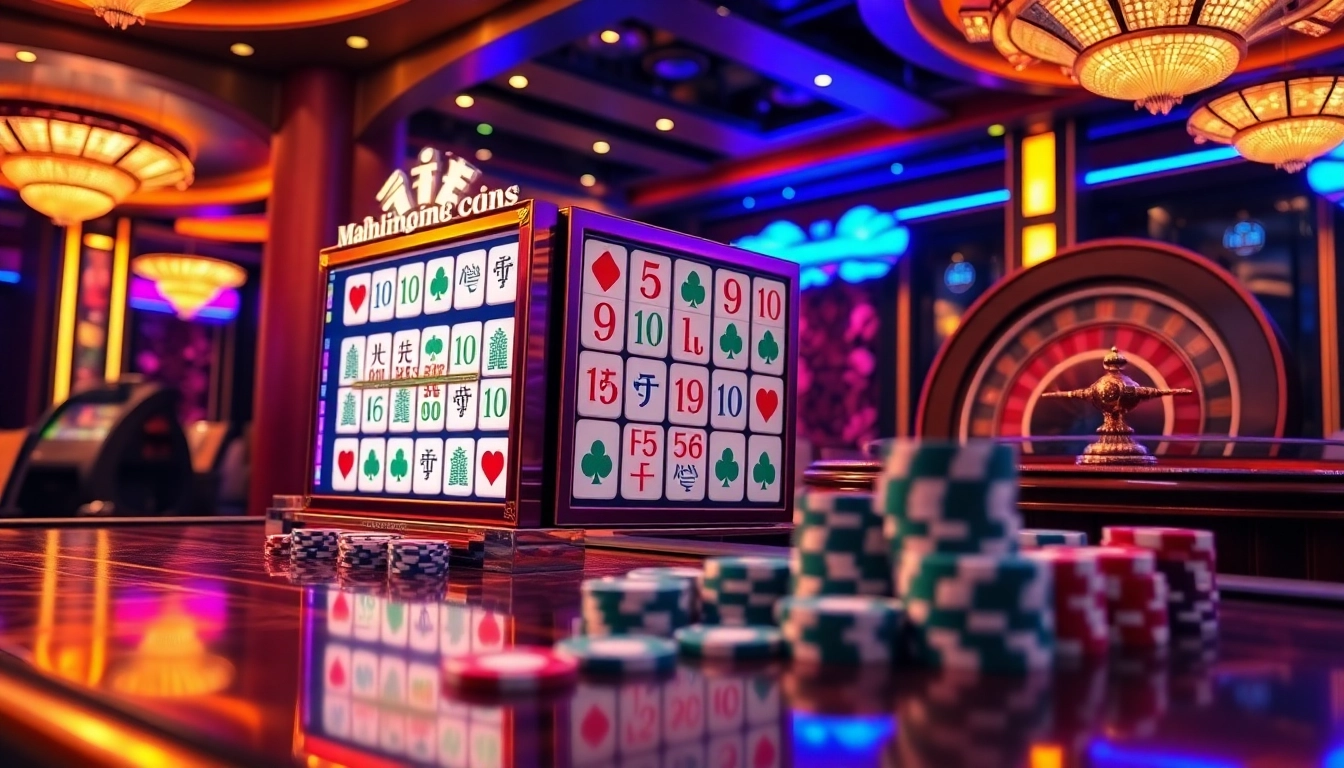Spin the mahjong slot machine for big wins in a vibrant casino atmosphere