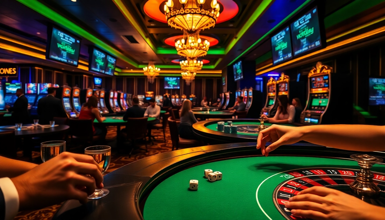 SODO-themed casino floor bustling with excitement, showcasing roulette and slot machines.