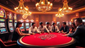 Experience the thrilling atmosphere at Sam86, where players engage in lively poker games.