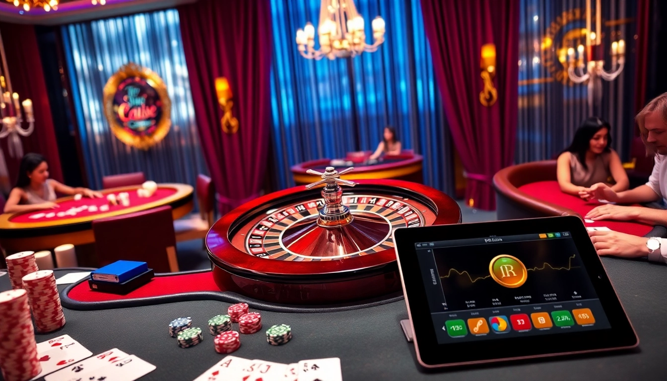 Engage with the gaming excitement at nhà cái rr88 featuring a luxurious casino atmosphere with roulette and cards.