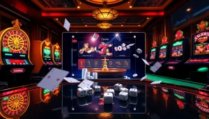 Online gamblers strategically placing bets at https://hz88.forum/ with poker chips and vibrant casino tables
