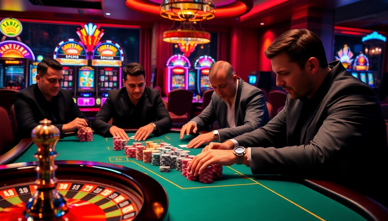 A strategic poker game at home bdjl with stacked chips and a vibrant casino table.