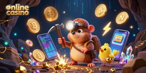 Experience the vibrant world of online casino gaming with the treasure hunter mole and canary in a rich 3D digital illustration.