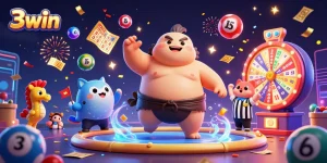Experience thrilling moments at 3win with vibrant lottery balls and festive celebration elements.